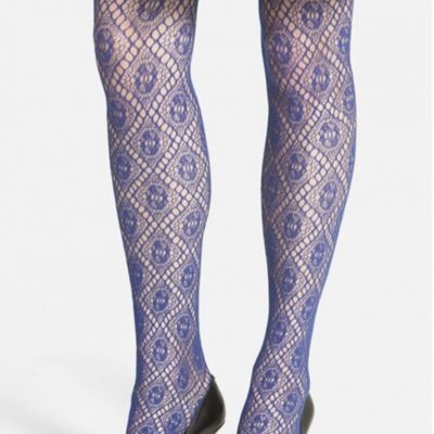 OROBLU Womens Blue 'Mila' Diamond Fishnet Tights Sz S/M 133327